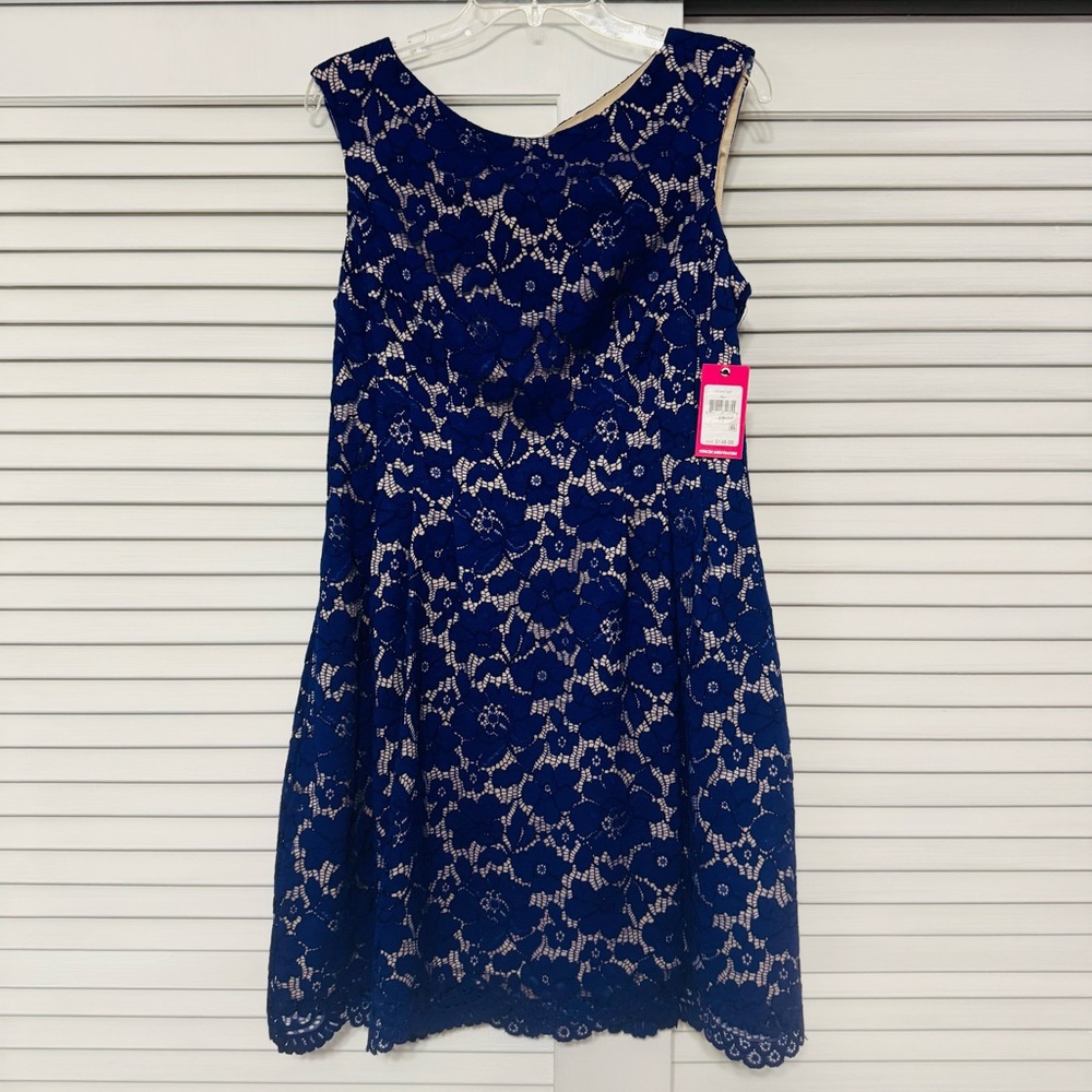 NWT Vince Camuto Royal Blue Lace Dress w pockets- size 12